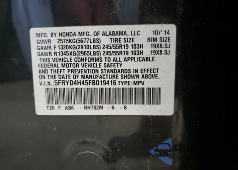 2015 Acura Mdx Technology z USA, uszkodzony, nr VIN 5FRYD4H45FB019416